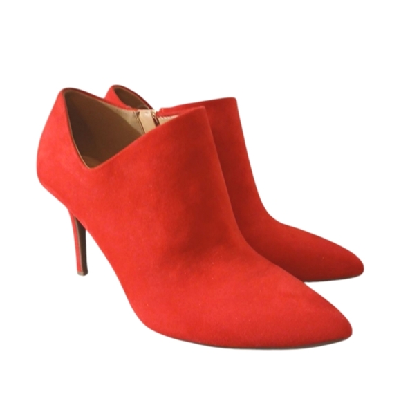 Jessica Simpson Averna Red Suede Ankle Boots Stiletto Heeled Booties size 7.5 - Picture 7 of 13